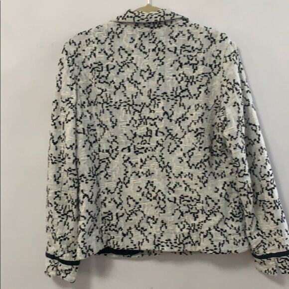 CHICO’S‎ 100% LINEN BLACK & WHITE BLAZER SIZE 1 - Picture 8 of 9